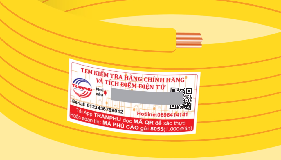 Electron stamps identifying genuine Tran Phu products
